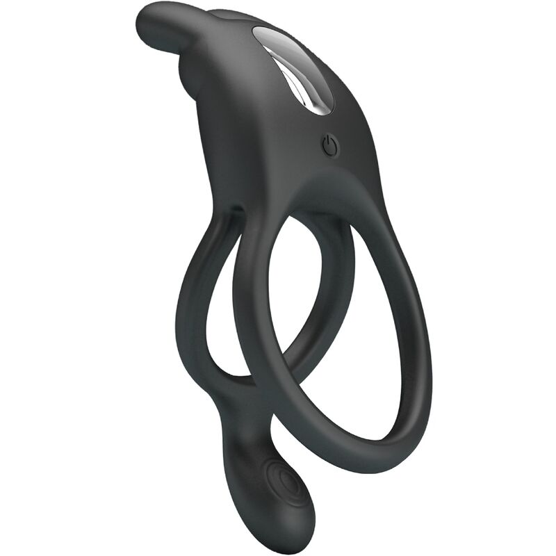 PRETTY LOVE - SETH DOBLE ANILLO VIBRADOR RABBIT 7 VIBRACIONES NEGRO PRETTY LOVE