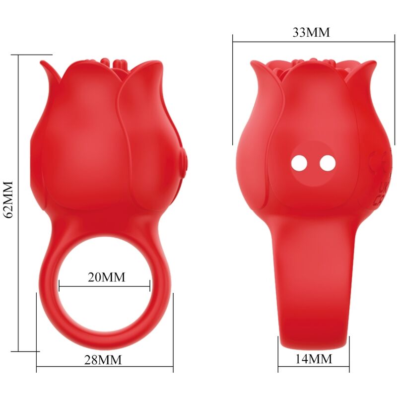 PRETTY LOVE - JAE VIBRADOR DE DEDO FORMA DE ROSA 10 VIBRACIONES ROJO PRETTY LOVE