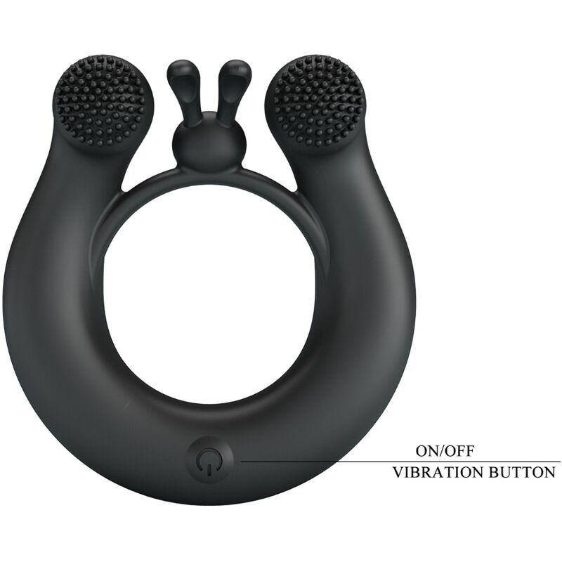 PRETTY LOVE - DAHLIA ANILLO VIBRADOR + ESTIMULADOR DE CLÍTOIS 12 VIBRACIONES NEGRO PRETTY LOVE