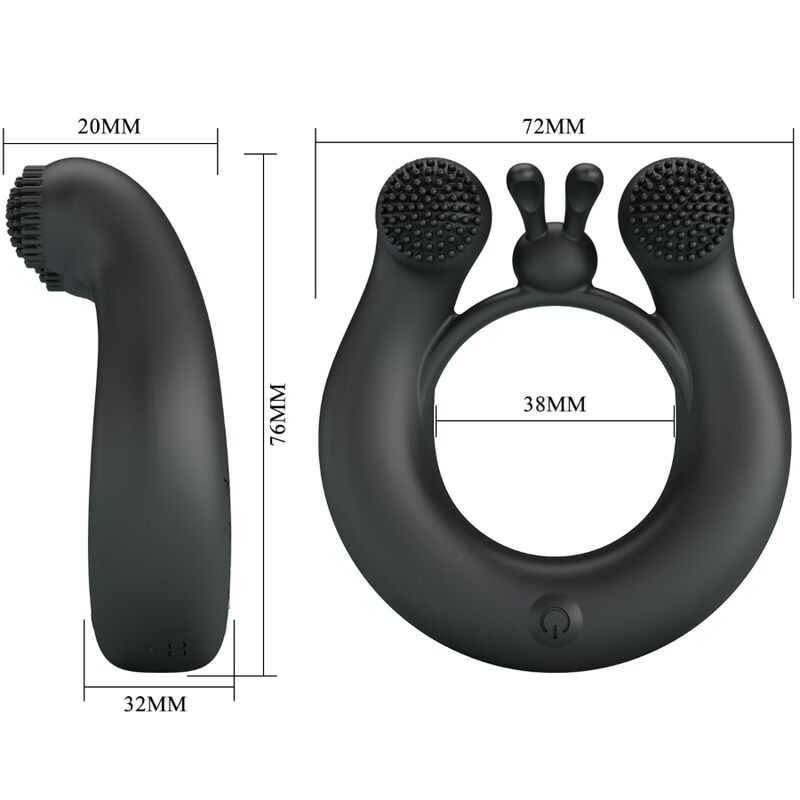 PRETTY LOVE - DAHLIA ANILLO VIBRADOR + ESTIMULADOR DE CLÍTOIS 12 VIBRACIONES NEGRO PRETTY LOVE