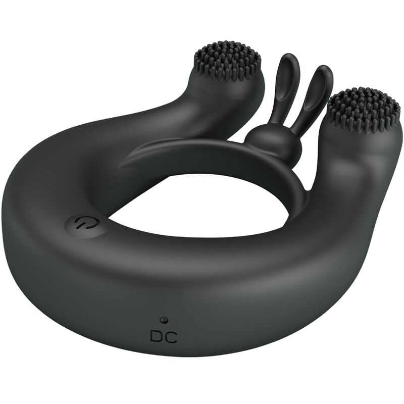 PRETTY LOVE - DAHLIA ANILLO VIBRADOR + ESTIMULADOR DE CLÍTOIS 12 VIBRACIONES NEGRO PRETTY LOVE