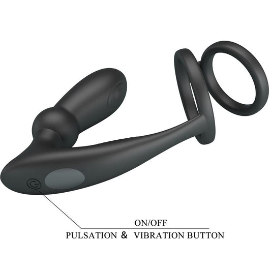 PRETTY LOVE - EMONI ANILLO PENE + PLUG ANAL 12 VIBRACIONES NEGRO PRETTY LOVE