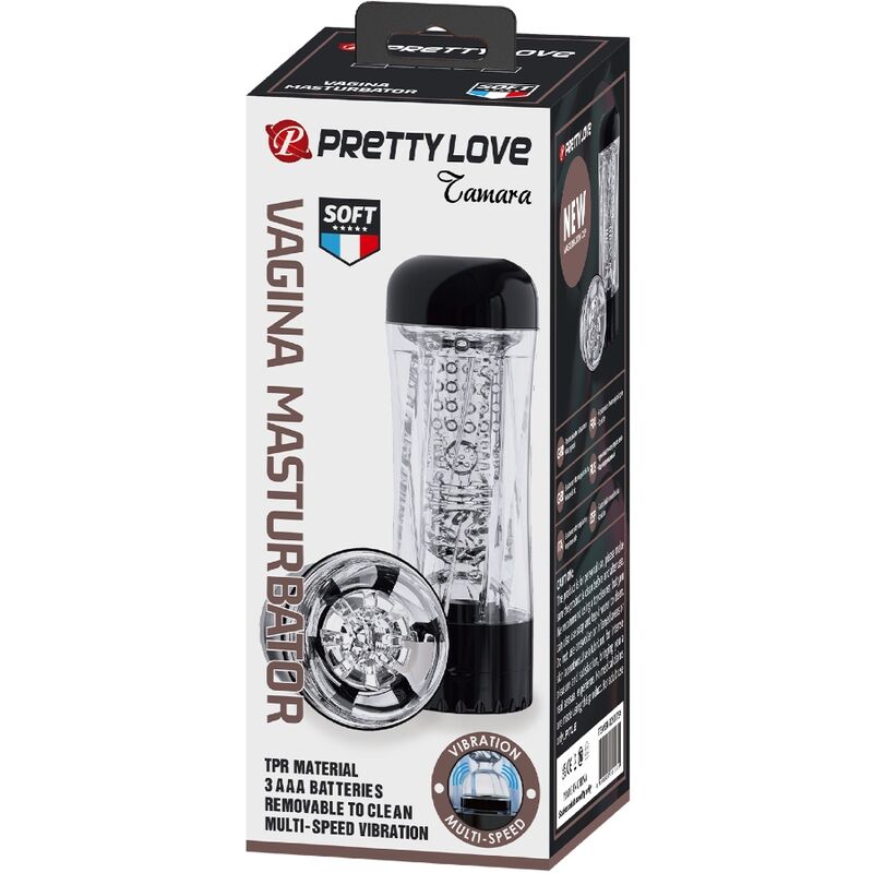 PRETTY LOVE - TAMARA MASTURBADOR MASCULINO VIBRADOR MULTIVELOCIDAD NEGRO PRETTY LOVE
