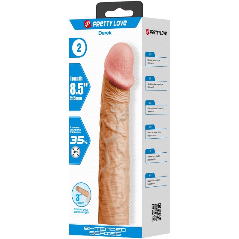 PRETTY LOVE - DEREK FUNDA PENE CON EXTENSIÓN DE 7.6 CM NATURAL PRETTY LOVE