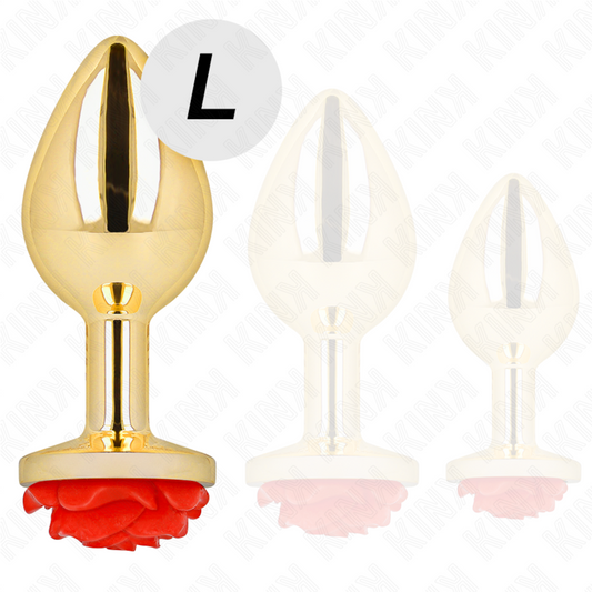 KINK - PLUG ANAL DORADO ROSA ROJA TALLA L KINK PLEASURE PLUGS