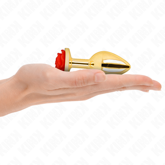 KINK - PLUG ANAL DORADO ROSA ROJA TALLA M KINK PLEASURE PLUGS