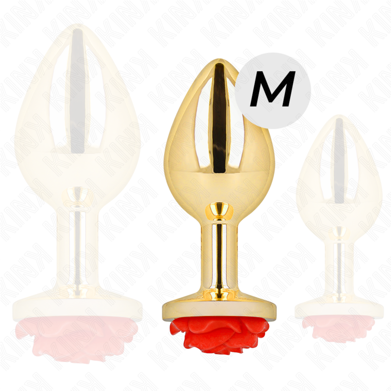 KINK - PLUG ANAL DORADO ROSA ROJA TALLA M KINK PLEASURE PLUGS