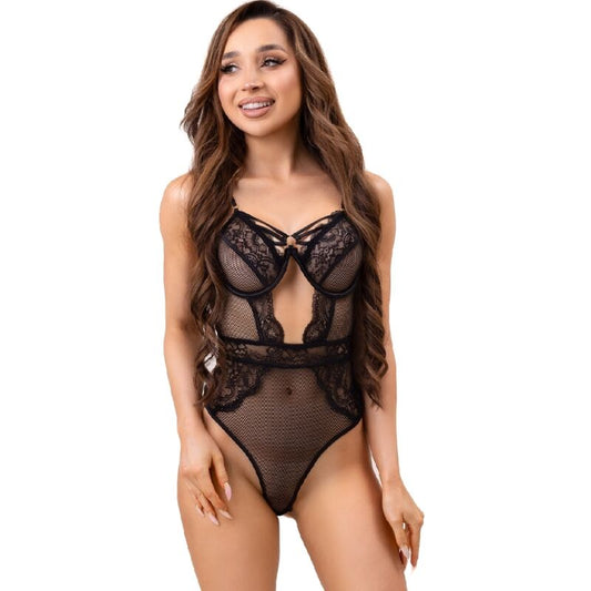 LIVCO CORSETTI FASHION - PAULA LC 20209 BODY CON ADORNOS DE ENCAJE NEGRO S/M LIVCO CORSETTI BODIES