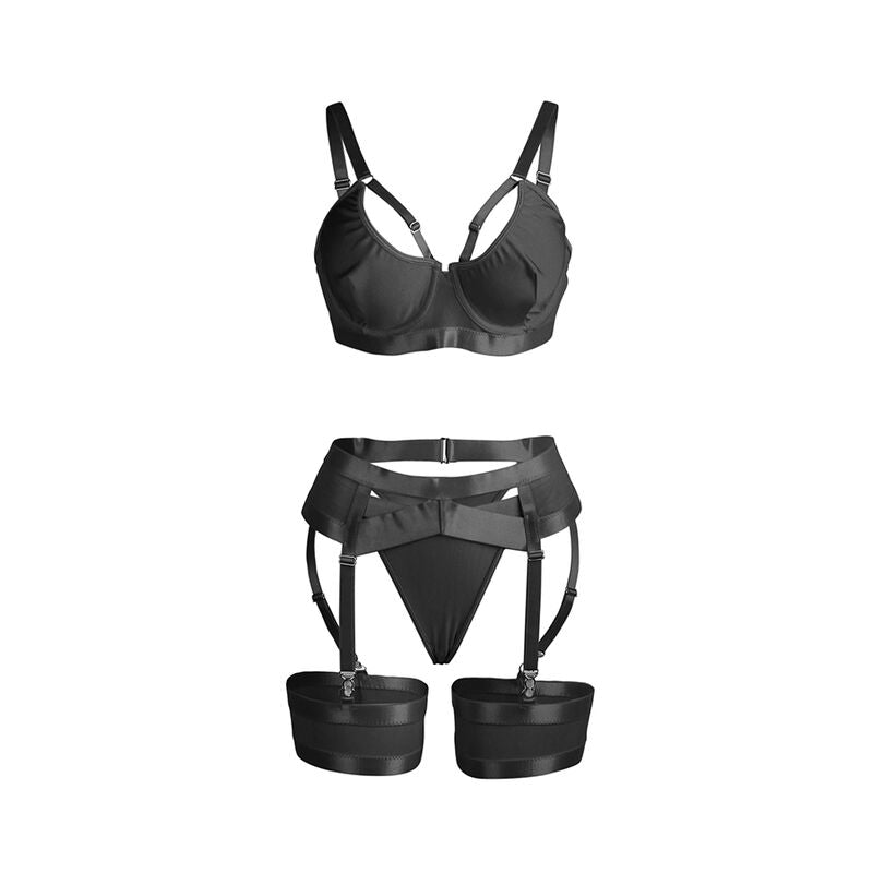 SUBBLIME - 955243 SET SUJETADOR CON LIGUERO BONDAGE NEGRO L/XL SUBBLIME SETS