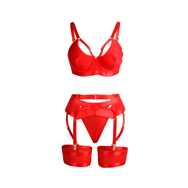 SUBBLIME - 955250 SET SUJETADOR CON LIGUERO BONDAGE ROJO S/M SUBBLIME SETS