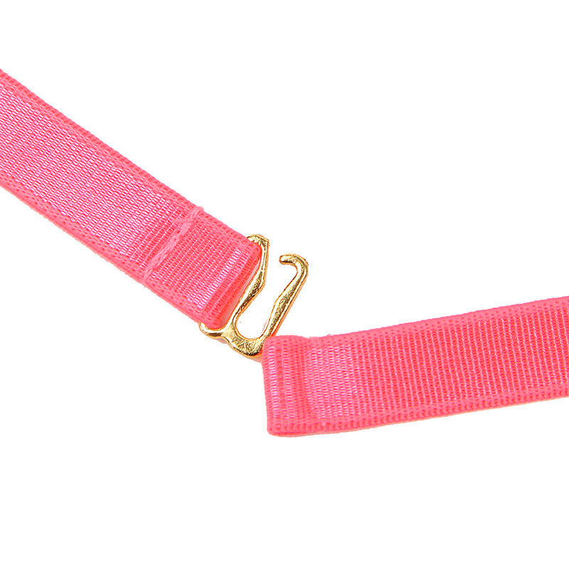 SUBBLIME - 955298 SET SUJETADOR CON COLLAR Y DETALLES PARA PIERNAS ROSA FLUORESCENTE S/M SUBBLIME SETS