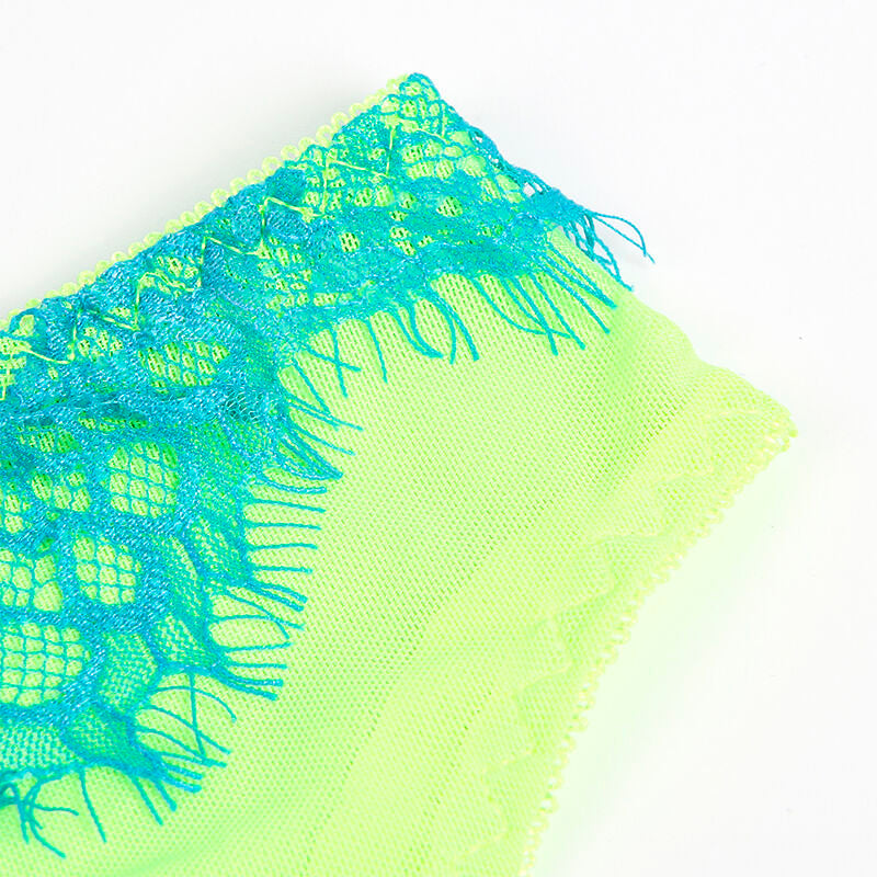 SUBBLIME - 955328 SET SUJETADOR CON ENCAJE Y LIGUEROS VERDE Y AZUL L/XL SUBBLIME SETS