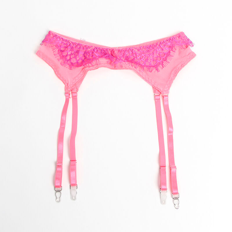 SUBBLIME - 955366 SET SUJETADOR CON ENCAJE Y LIGUEROS ROSA Y MORADO L/XL SUBBLIME SETS