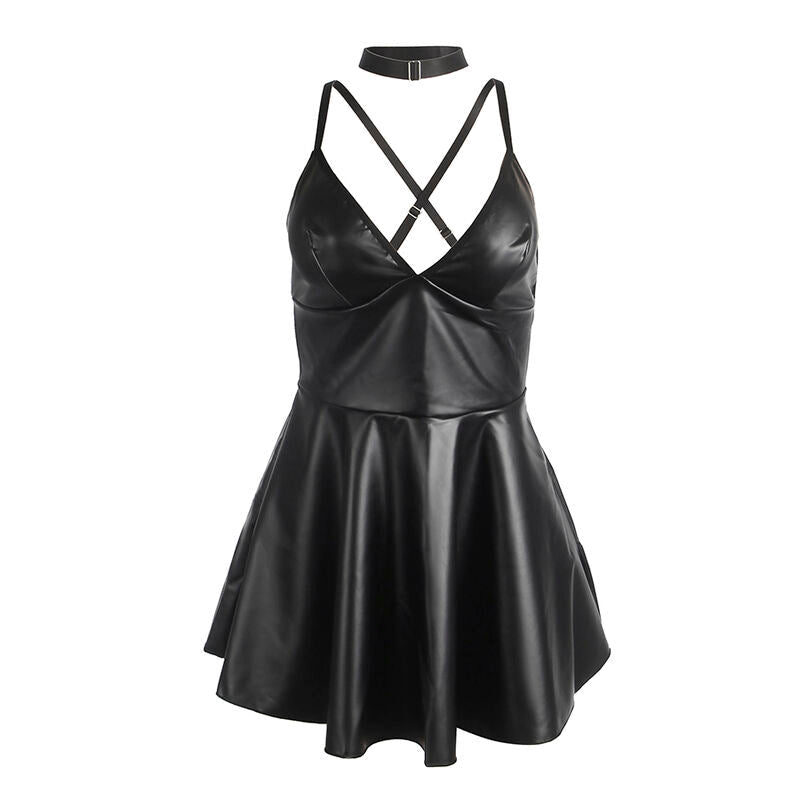 SUBBLIME - 955380 VESTIDO CON TIRANTES DE CUERO NEGRO L/XL SUBBLIME DRESSES