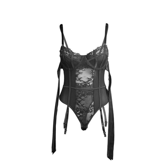 SUBBLIME - 955502 BODY DE ENCAJE CON LAZOS Y LIGAS NEGRO L/XL SUBBLIME BODIES