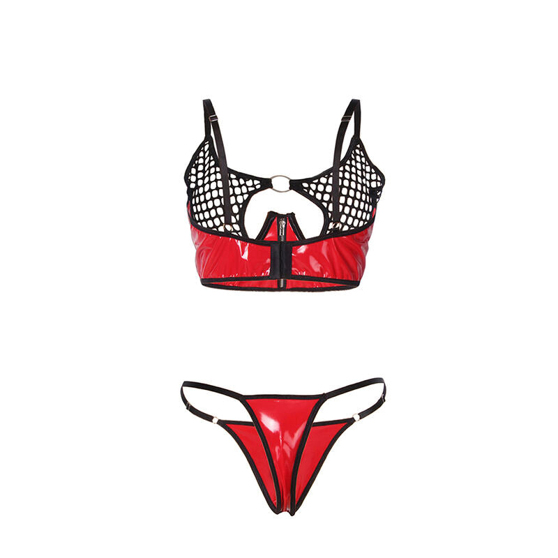 SUBBLIME - 955540 CONJUNTO SUJETADOR CON CREMALLERA DE MALLA DE CHAROL ROJO L/XL SUBBLIME SETS