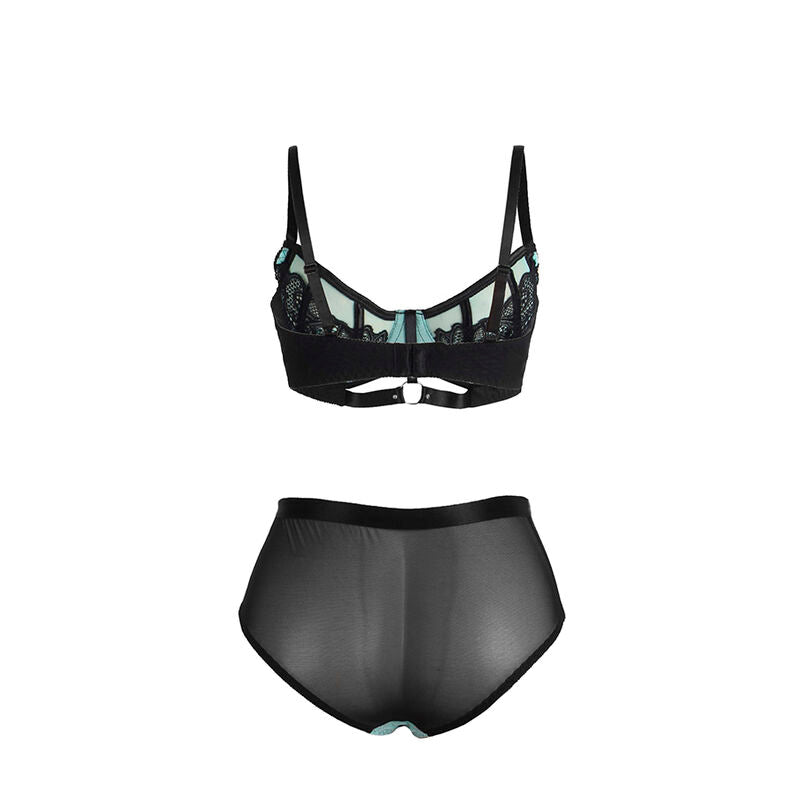 SUBBLIME - 955557 CONJUNTO SUJETADOR CON CREMALLERA DE MALLA DE CHAROL VERDE S/M SUBBLIME SETS