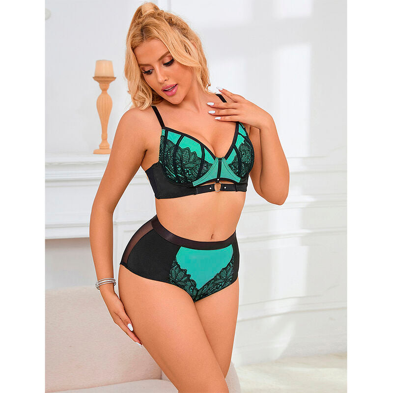 SUBBLIME - 955564 CONJUNTO SUJETADOR CON CREMALLERA DE MALLA DE CHAROL VERDE L/XL SUBBLIME SETS