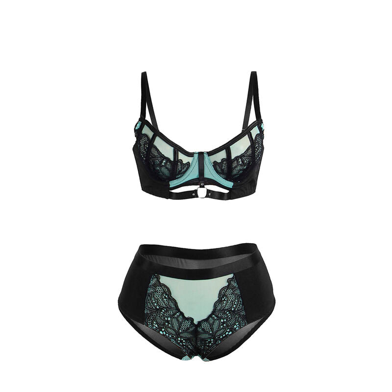 SUBBLIME - 955564 CONJUNTO SUJETADOR CON CREMALLERA DE MALLA DE CHAROL VERDE L/XL SUBBLIME SETS