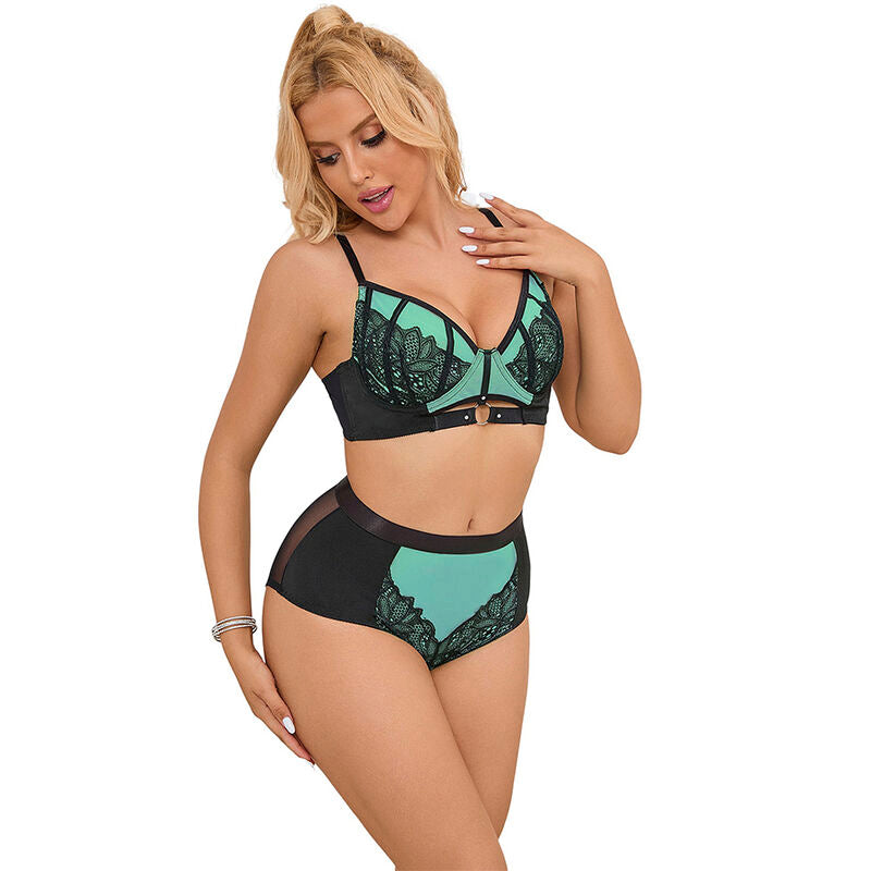 SUBBLIME - 955564 CONJUNTO SUJETADOR CON CREMALLERA DE MALLA DE CHAROL VERDE L/XL SUBBLIME SETS