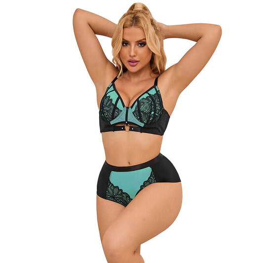 SUBBLIME - 955564 CONJUNTO SUJETADOR CON CREMALLERA DE MALLA DE CHAROL VERDE L/XL SUBBLIME SETS