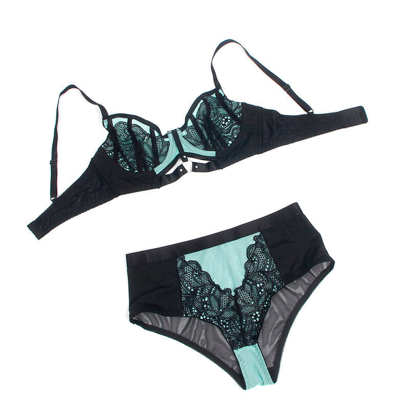 SUBBLIME - 955557 CONJUNTO SUJETADOR CON CREMALLERA DE MALLA DE CHAROL VERDE S/M SUBBLIME SETS