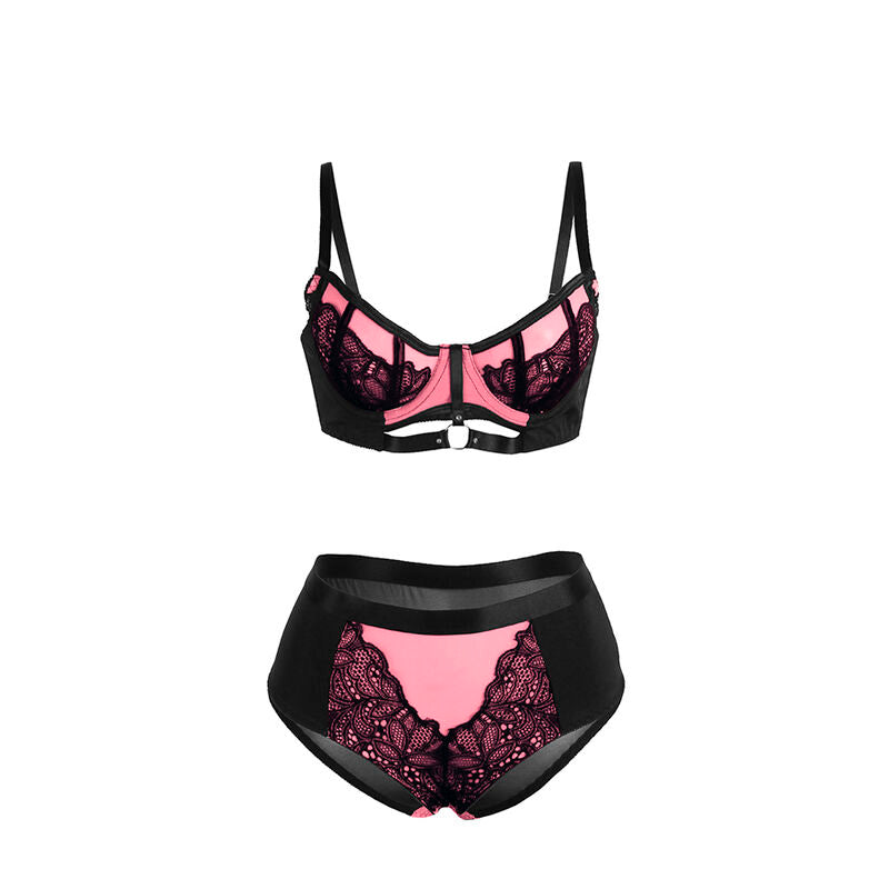 SUBBLIME - 955571 CONJUNTO SUJETADOR CON CREMALLERA DE MALLA DE CHAROL ROSA S/M SUBBLIME SETS