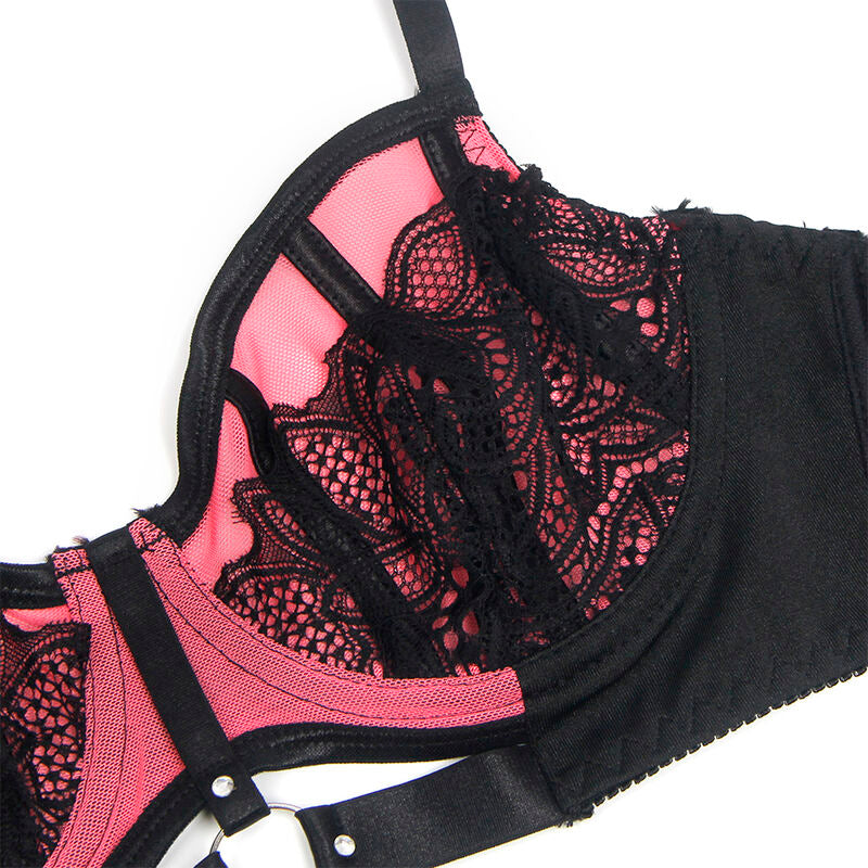 SUBBLIME - 955588 CONJUNTO SUJETADOR CON CREMALLERA DE MALLA DE CHAROL ROSA L/XL SUBBLIME SETS