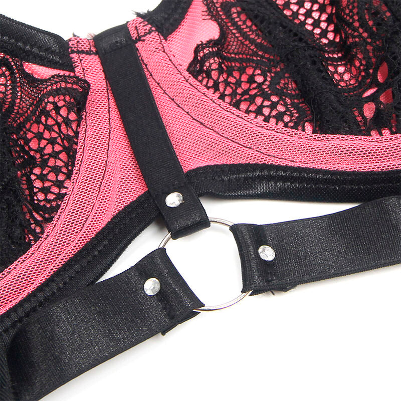 SUBBLIME - 955588 CONJUNTO SUJETADOR CON CREMALLERA DE MALLA DE CHAROL ROSA L/XL SUBBLIME SETS