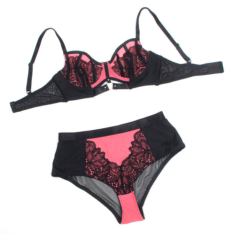 SUBBLIME - 955588 CONJUNTO SUJETADOR CON CREMALLERA DE MALLA DE CHAROL ROSA L/XL SUBBLIME SETS
