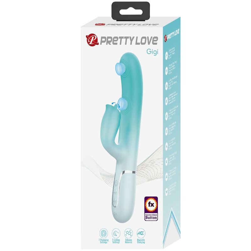 PRETTY LOVE - GIGI VIBRADOR RABBIT MULTIFUNCIÓN VERDE AGUA PRETTY LOVE FLIRTATION