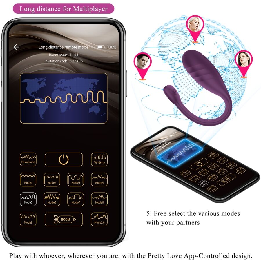 PRETTY LOVE - LEVIATHAN VIBRADOR CONTROLADO POR APP MORADO PRETTY LOVE SMART