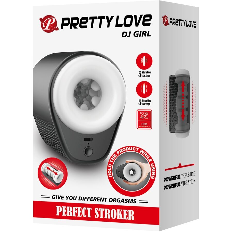 PRETTY LOVE - DJ GIRL MASTURBADOR MASCULINO CON VIBRACIÓN 5 CONFIGURACIONES NEGRO PRETTY LOVE MALE
