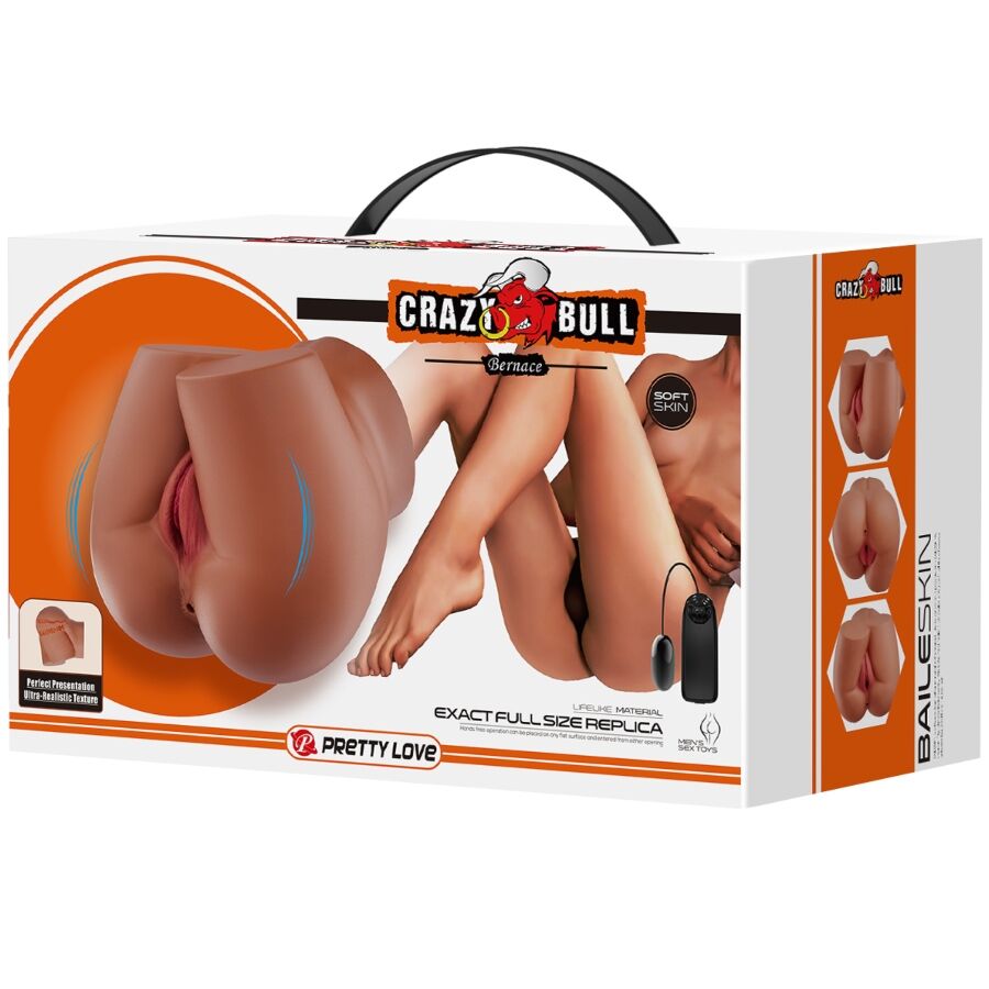 CRAZY BULL - BERNACE TRASERO VIBRADOR CON VAGINA Y ANO REALÍSTICO NATURAL CONTROL REMOTO CRAZY BULL