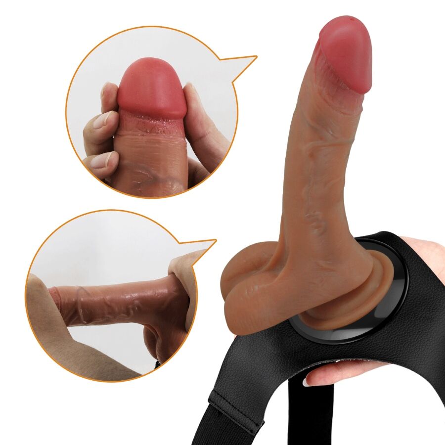 PRETTY LOVE - HARNESS BRIEFS UNIVERSAL CON DILDO VIBRACIÓN Y SQUIRTING 15.5 CM MULATO PRETTY LOVE