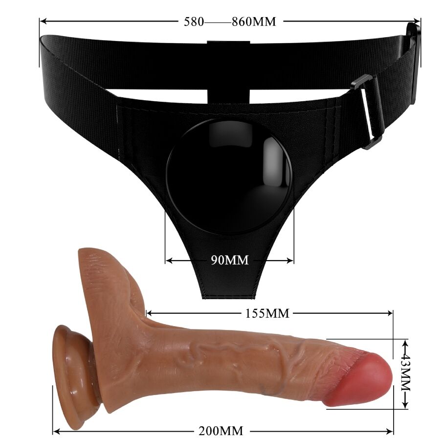 PRETTY LOVE - HARNESS BRIEFS UNIVERSAL CON DILDO VIBRACIÓN Y SQUIRTING 15.5 CM MULATO PRETTY LOVE