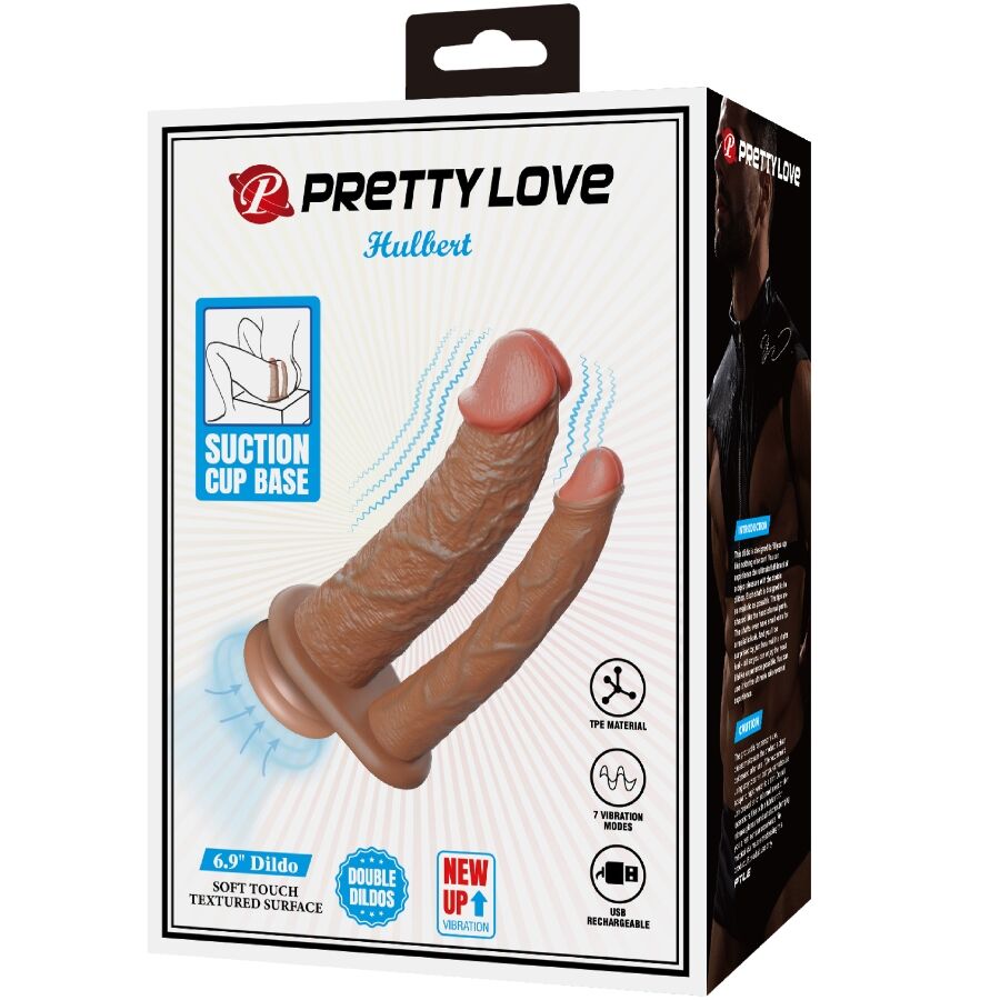 PRETTY LOVE - HULBERT DOBLE DILDO REALÍSTICO CON VIBRACIÓN MULATO PRETTY LOVE