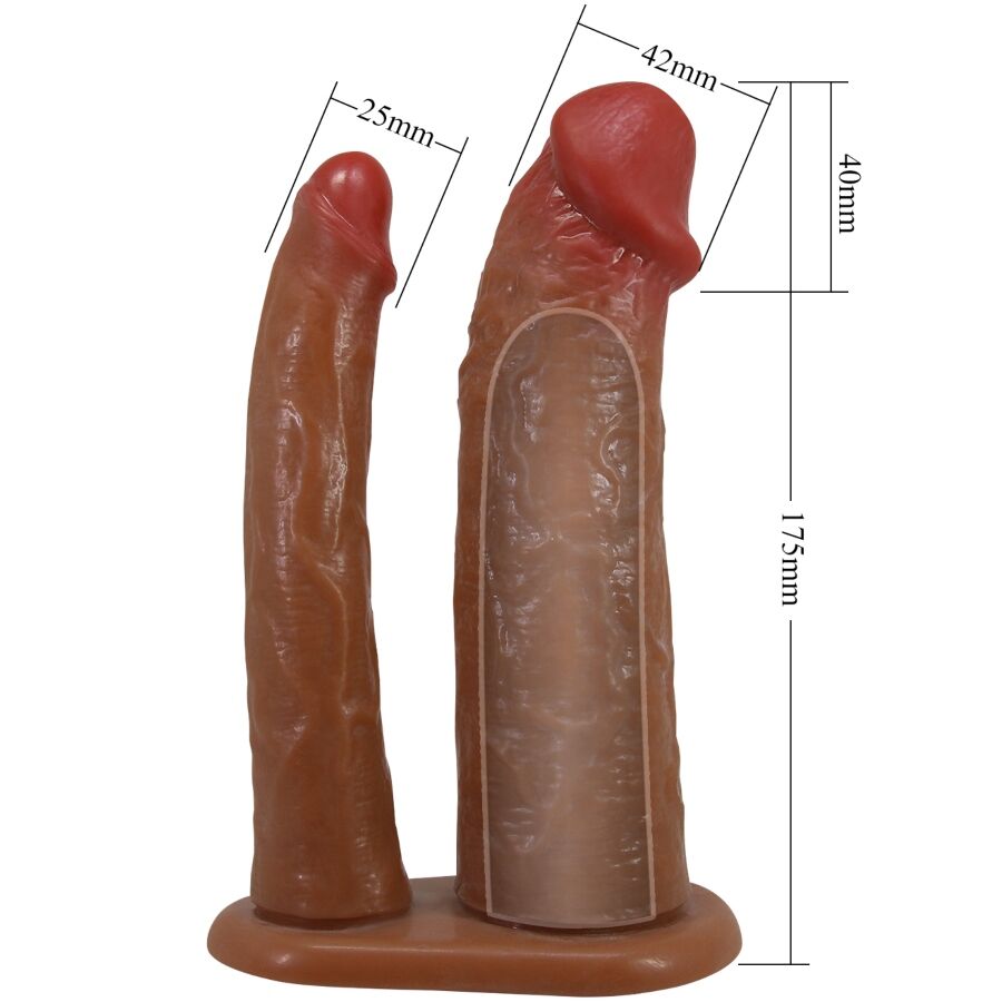 PRETTY LOVE - YAIRON FUNDA PARA PENE DOBLE CON EXTENSIÓN DE 4 CM MULATO PRETTY LOVE