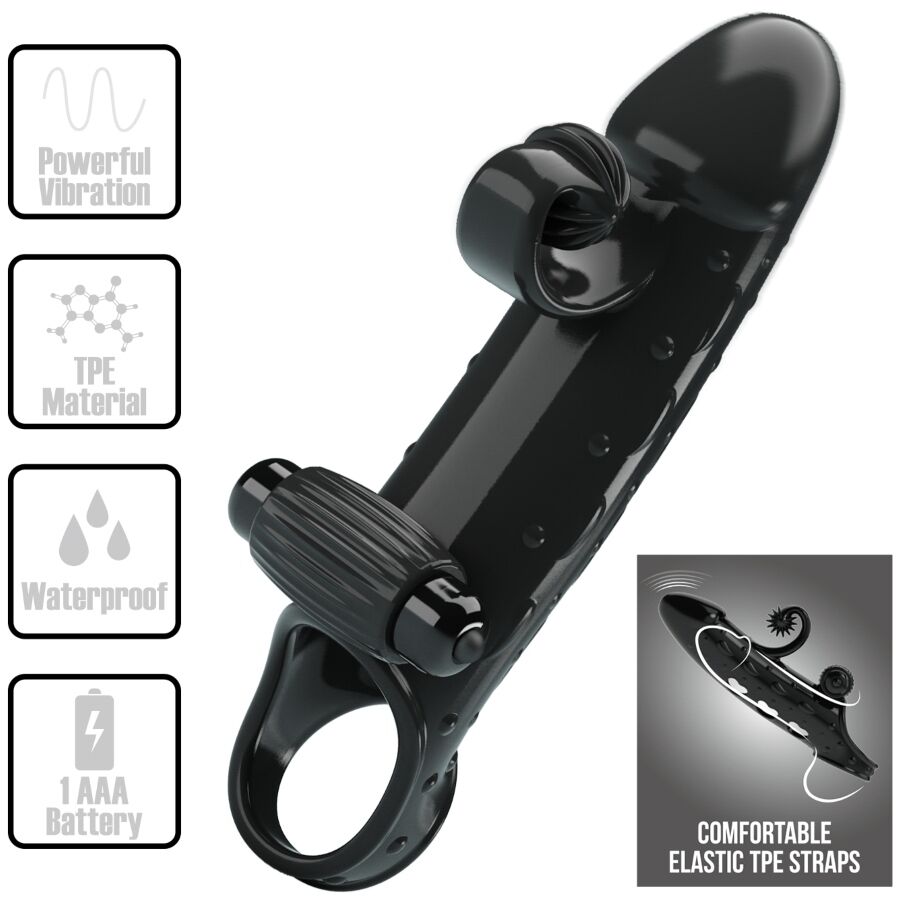 ROMANCE - FUNDA PARA PENE CON VIBRACIÓN NEGRO ROMANCE