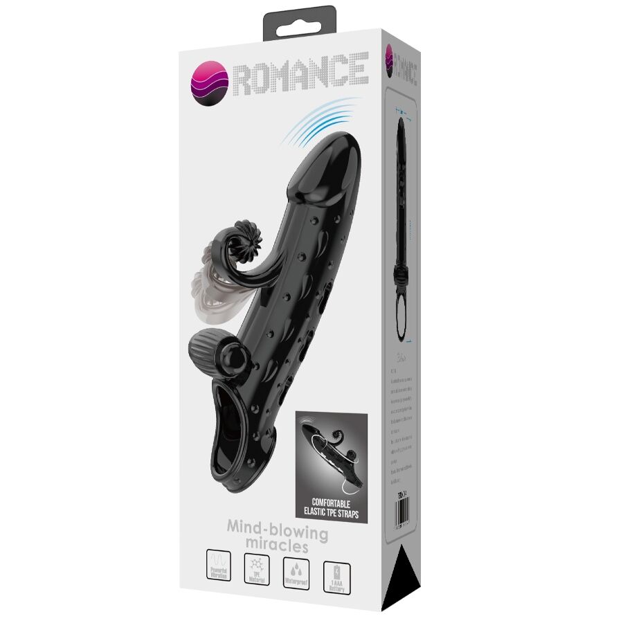 ROMANCE - FUNDA PARA PENE CON VIBRACIÓN NEGRO ROMANCE