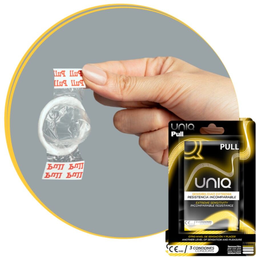 UNIQ - PULL PRESERVATIVOS CON TIRAS SIN LÁTEX 3 UNIDADES UNIQ