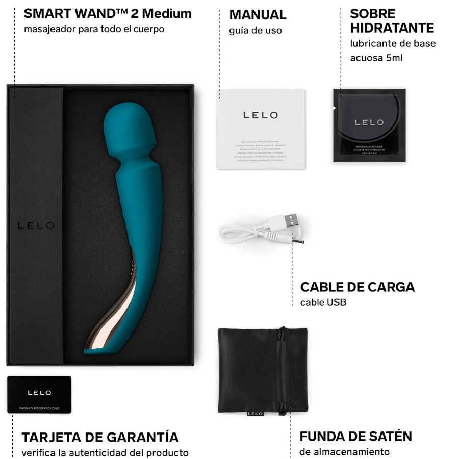 LELO - MASAJEADOR SMART MEDIUM WAND 2 VERDE AGUA LELO