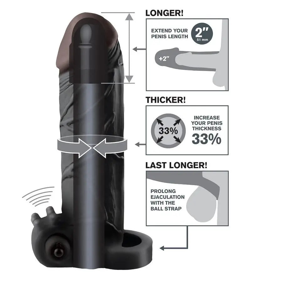 FANTASY X- TENSIONS - EXTENSION PARA EL PENE CON VIBRADOR REAL FEEL 2 NEGRO FANTASY X-TENSIONS