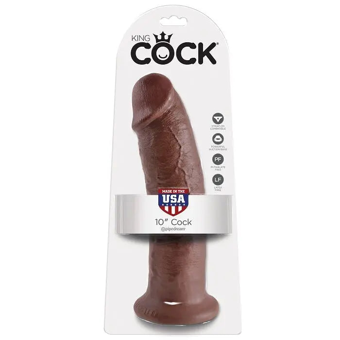 KING COCK - 10 PENE MARRÓN 25.4 CM KING COCK