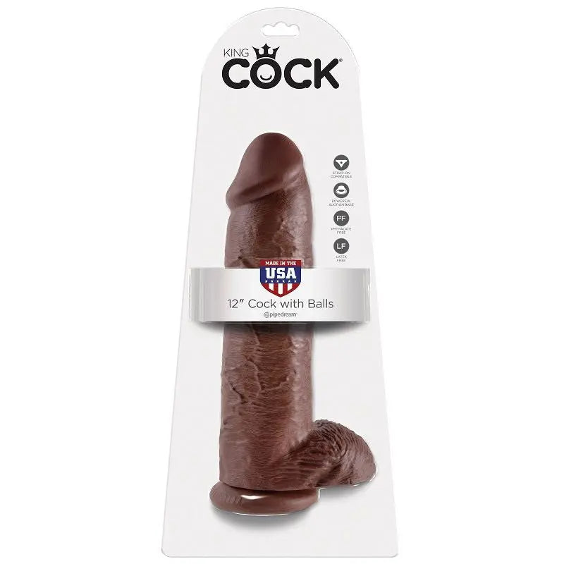 KING COCK - 12 PENE REALÍSTICO MARRÓN 30.48 CM KING COCK