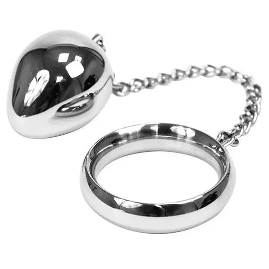 METAL HARD - COCK RING 40MM + CADENA CON BOLA METAL METAL HARD