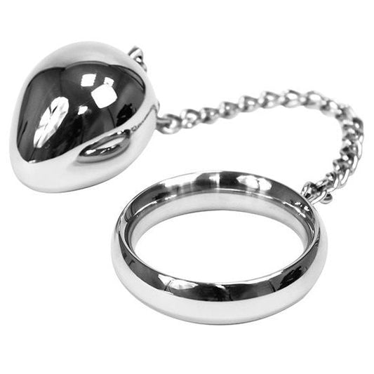 METAL HARD - COCK RING 45MM + CADENA CON BOLA METAL METAL HARD