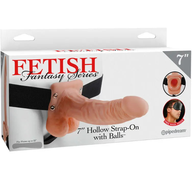 FETISH FANTASY SERIES - 7 HOLLOW STRAP-ON WITH BALLS 17.8CM NATURAL FETISH FANTASY SERIES