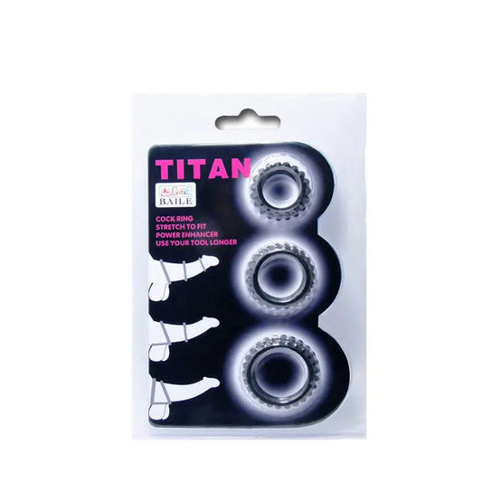 BAILE - TITAN SET 3 PCS COCK RING BLACK 2.8 + 2.4 + 1.9 CM BAILE FOR HIM