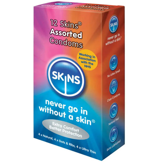 SKINS - PRESERVATIVOS NATURAL + FINO + PUNTOS & ESTRIAS 12 UDS SKINS